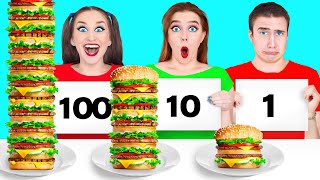 1 10 or 100 Layers of Food Challenge by Multi DO [upl. by Irak73]