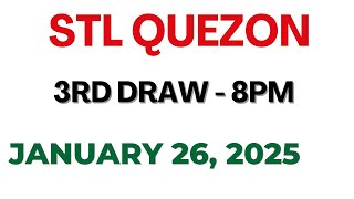 STL Quezon 3rd draw result today live 26 January 2025 [upl. by Areit]