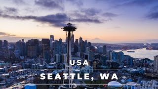 Seattle Washington in 4k  Aerial views of Seattle skyline – Travel USA [upl. by Hylton]