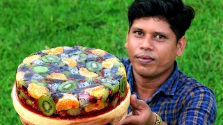 FRUIT JELLY CAKE  Beautiful and Delicious Fruit Jelly Cake Recipe  village Food Channel [upl. by Hahcim941]