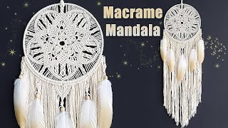 DIY Tutorial l How To Make Macrame Mandala Dreamcatcher [upl. by Erreit]