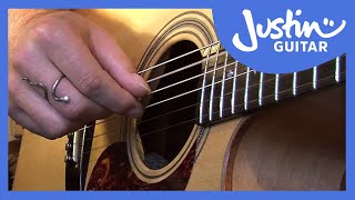 Folk Fingerstyle Patterns 1of2  Folk Guitar Lesson  JustinGuitar FO101 [upl. by Annavaig]