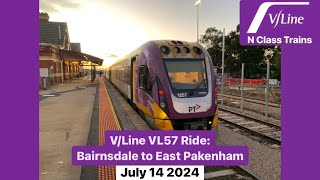 VLine VL57 Ride Bairnsdale to East Pakenham Full Trip [upl. by Arabel782]