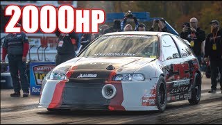 2000HP 20L Honda Civic 212MPH on 85PSI  Worlds Fastest FWD amp New AWD BSeries Record [upl. by Lihp]