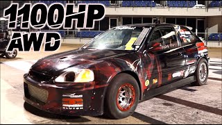 AWD Civic UPSETS Domestics 1100HP quotV8 Killerquot Honda H22 Fastest HSeries AWD [upl. by Boycie]