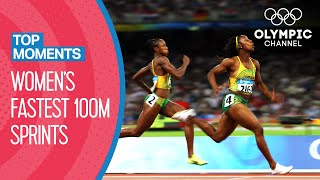 Top 10 Fastest Womens 100m Sprint in Olympic History  Top Moments [upl. by Airetnuhs526]