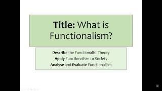 A Sociology AQA Theories Functionalism [upl. by Onailerua967]