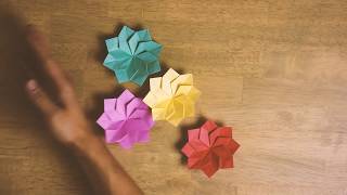 【 誰でも簡単！】折り紙一枚でできる立体的なダリアの折り方 【 Origami 】 [upl. by Gnus]